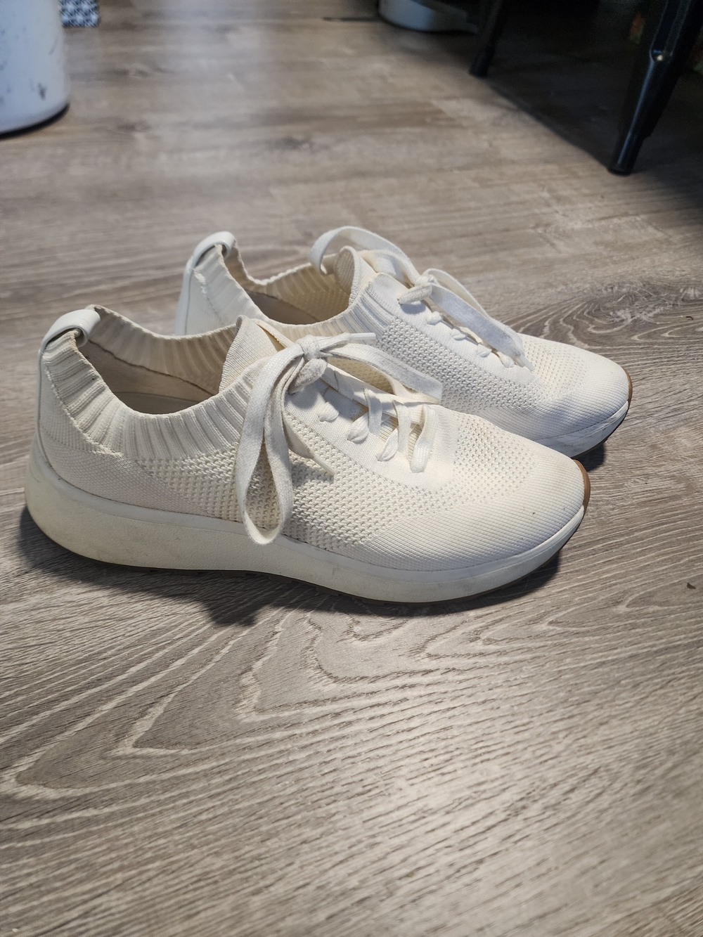 Nordstrom Cream Knit Lace-Up Sneakers